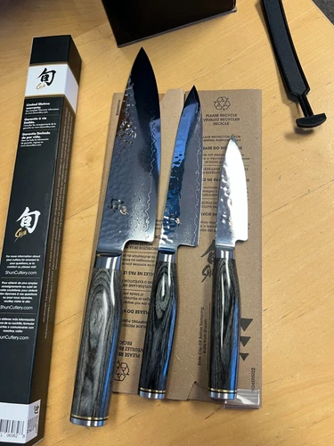 Shun Premier Grey 5 Pc Starter Knife Block Set (opened) TDMS0512G retail box