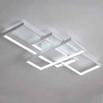 OUKANING 35 in. 1-Light Modern White Integrated LED Square Acrylic Flush Mount