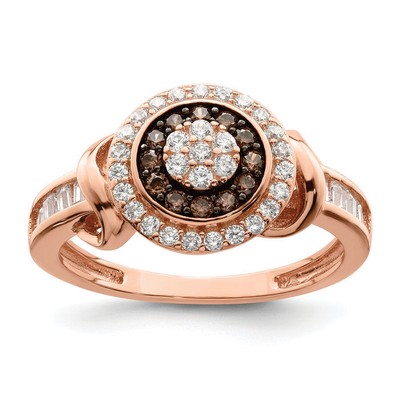 925 Sterling Silver Rose Tone Black CZ Statement Ring