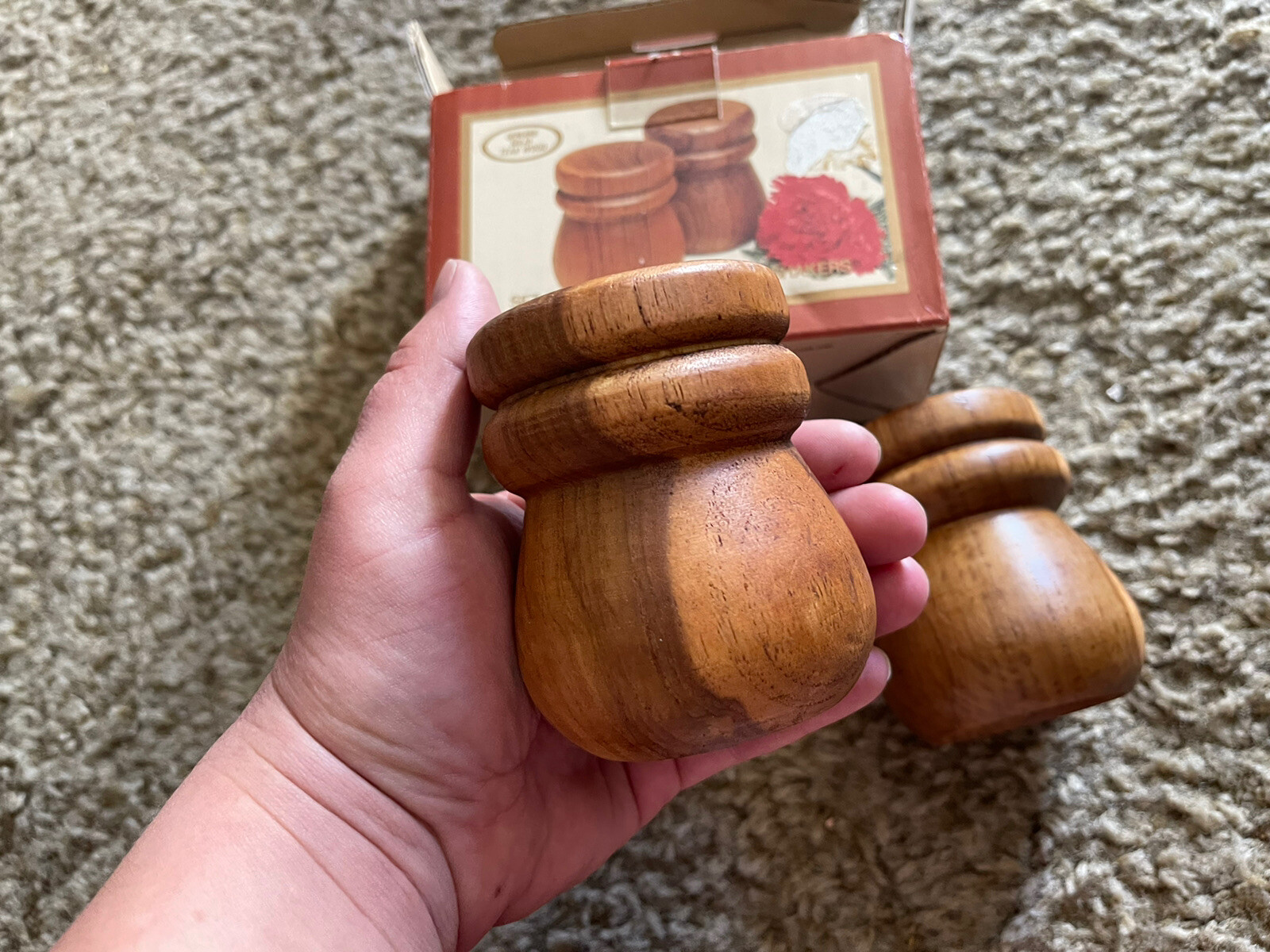 Vintage Woolworth Genuine Solid Teak Wood Salt and Pepper Shakers eBay