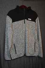 Eddie Bauer Men's Sz XL Fleece Pullover Sweater Quarter Zip Gray Black Polyester
