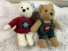 Set Of 2 Hallmark Boy & Girl Christmas Snowflake Bear 9.75" Tall New With Tag