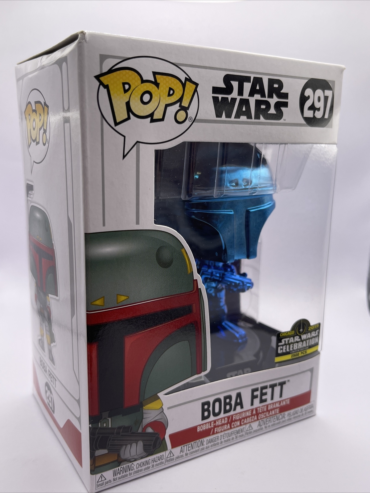 Funko Pop 297 Boba Fett Blue Chrome 2019 Chicago Star Wars Celebration Le