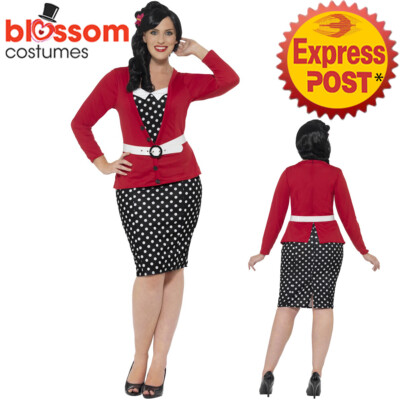 CA285 Curves 50's Pin Up Costume Dress Up Rock And Roll Polka Dot Vintage  Retro Australia