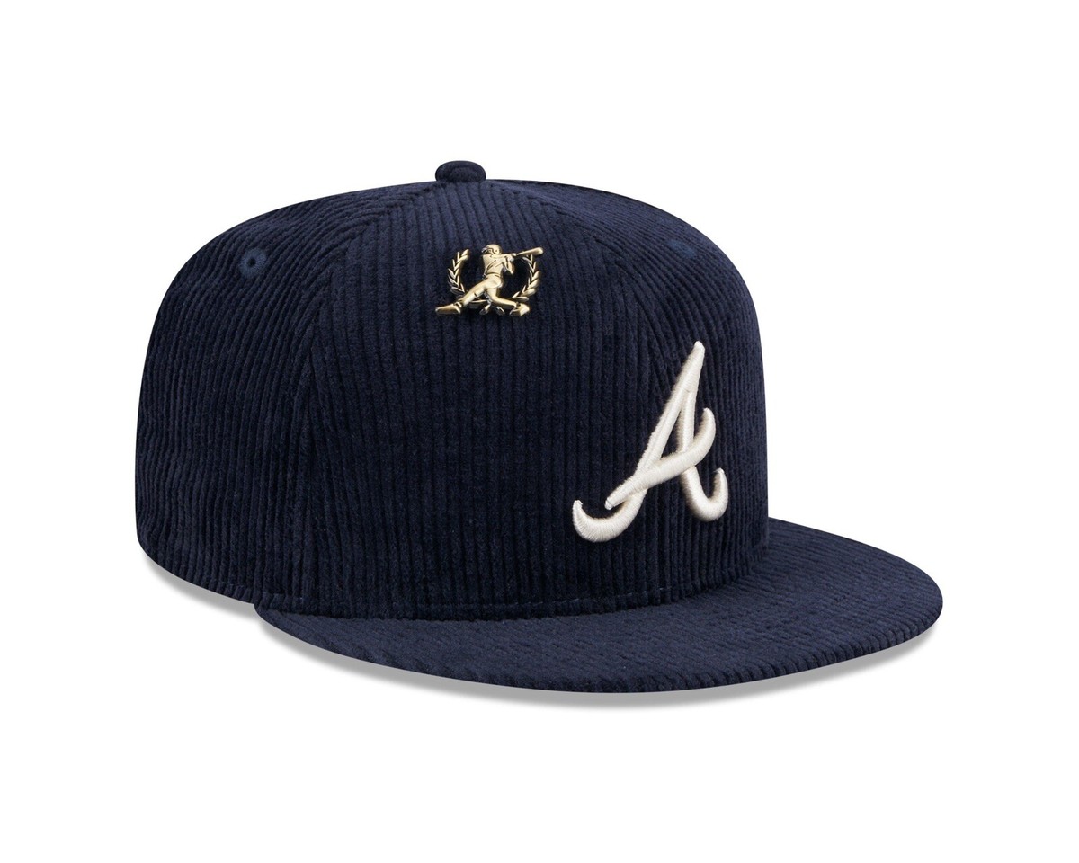 NEW New Era Atlanta Braves RARE Corduroy size 7 1/8 Hat Blue