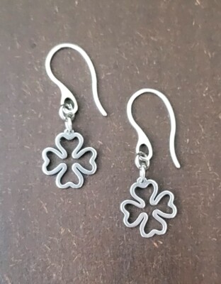 Four Leaf Clover Charm Earrings Celtic Irish Stainless Steel Fish Hook Earwires