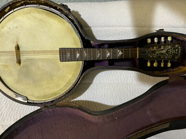 Vintage Orpheum #1 Banjo Mandolin Antique 8 string, Inlay Marquetry On Reverse