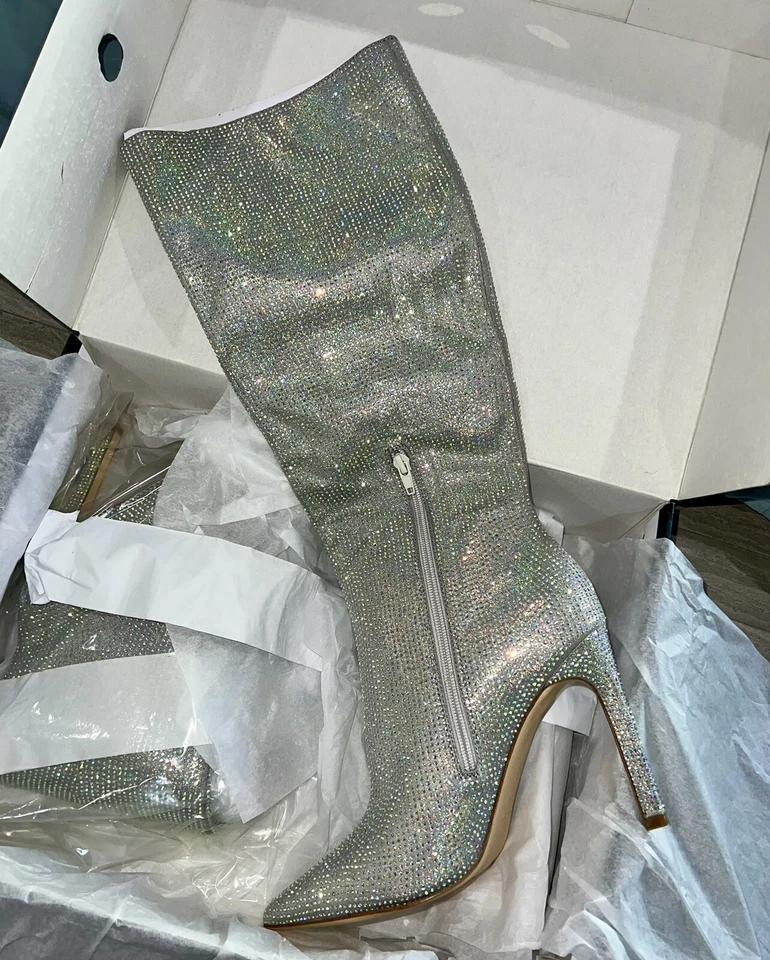 NOVAS Botas Lindas Femininas Nine West Tysh2 9.5 Lantejoulas Bling Joelho Alto Novo com etiquetas - Imagem 2 de 4