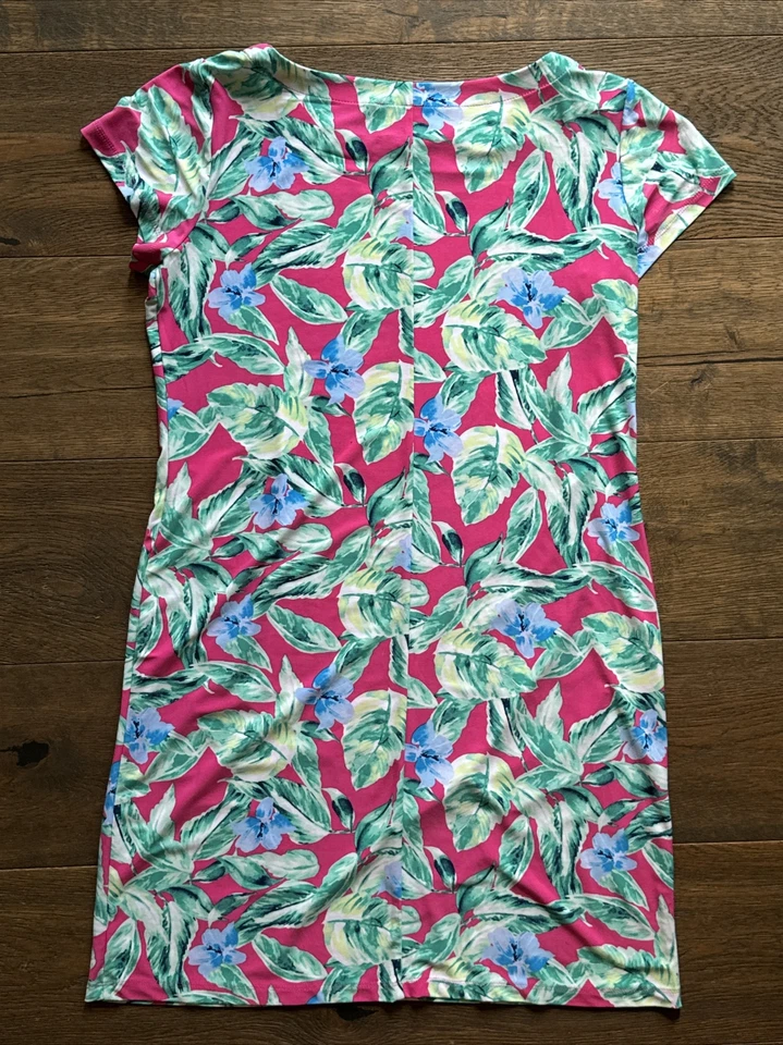 Vestido Cappagallo para mujer MEDIANO ~ Túnica elástica manga 3/4 rosa floral Foto 3 de 4