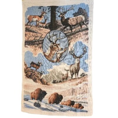 Vintage Yellowstone National Park Large Screen Printed Cloth/ Tea Towel