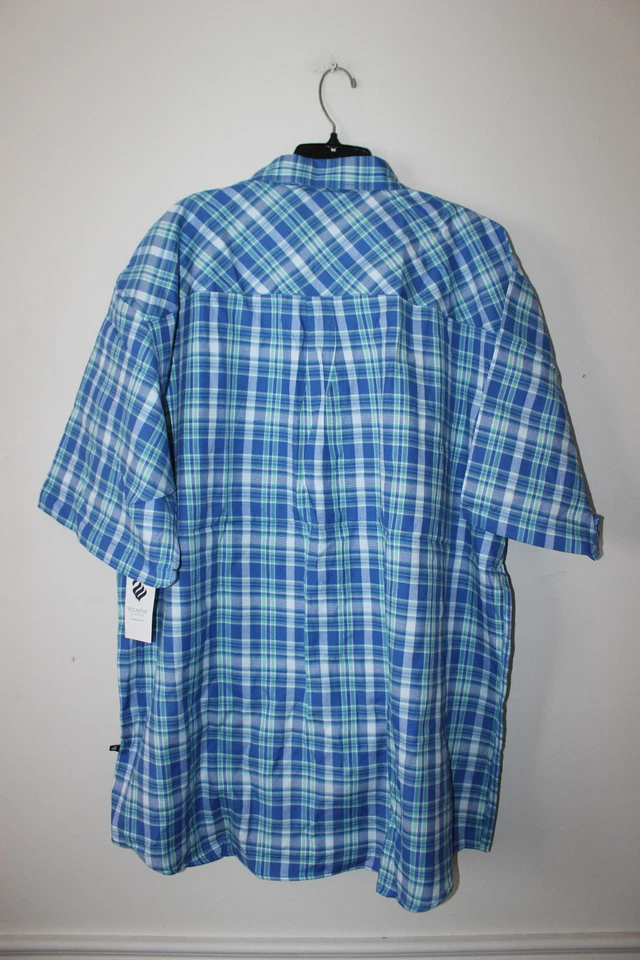 Nuevo WiTag Rocawear Camisa de Vestir a Cuadros Botón Manga Corta Azul Hombre 3XB $50 Foto 4 de 4