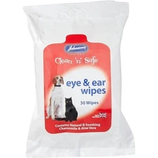 Johnson's Eye & Ear wipes case of 6 (30 wipes each case)
