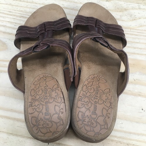 Sandalias Bare Traps para mujer 7 M Justee Slide cuero marrón punta abierta informales cómodas - Imagen 13 de 16