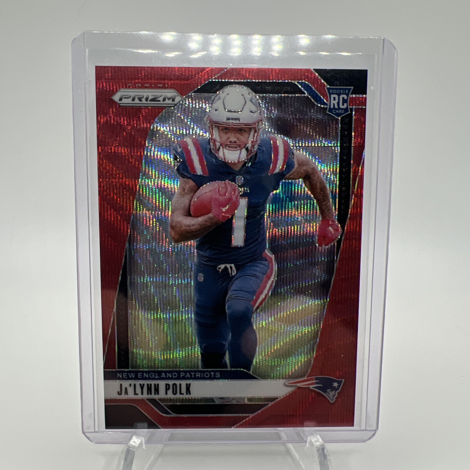 2024 Panini Prizm Football Ja'Lynn Polk Red Wave Prizm Rookie #d/149 Pats #339
