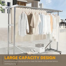 Commercial Grade 1000LB Rolling Clothing Garment Racks Double Rail Adjustable