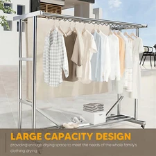 1000LB Rolling Commercial Grade Clothing Garment Racks Double Rail Adjustable