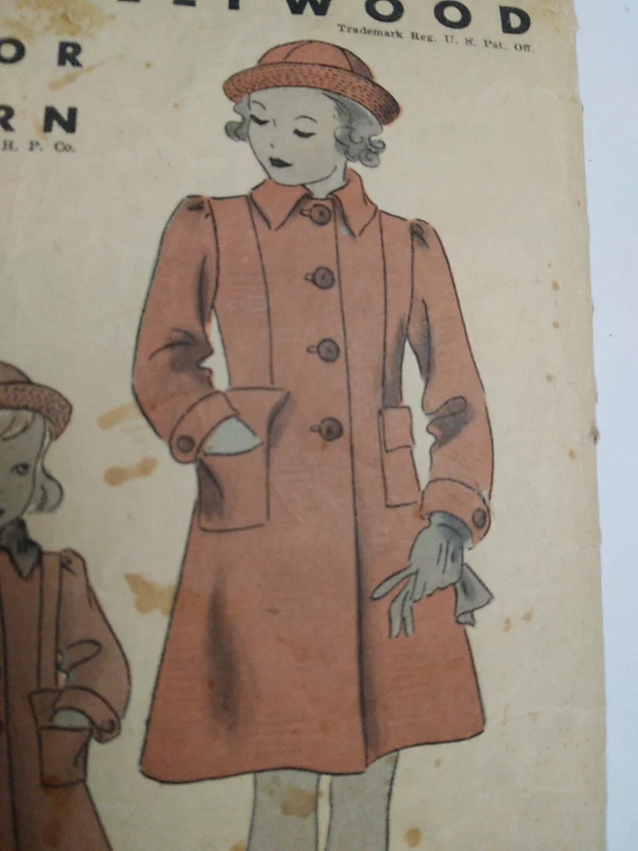 Hat Dress Coat Long Girls 2 Years 2T Hollywood Juniors 981 Sewing Pattern VTG - Image 3 of 4