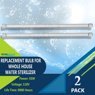 RONAQUA 55W UV Replacement Bulb 4 Prong for Water Purifier Ultraviolet Light Set of 2