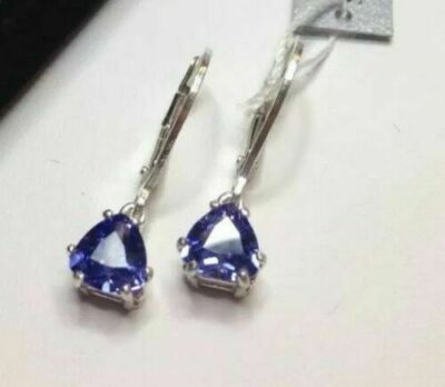 2.50Ct Pear Cut Lab Created Tanzanite Drop/Dangle Earring 14K White Gold Plated