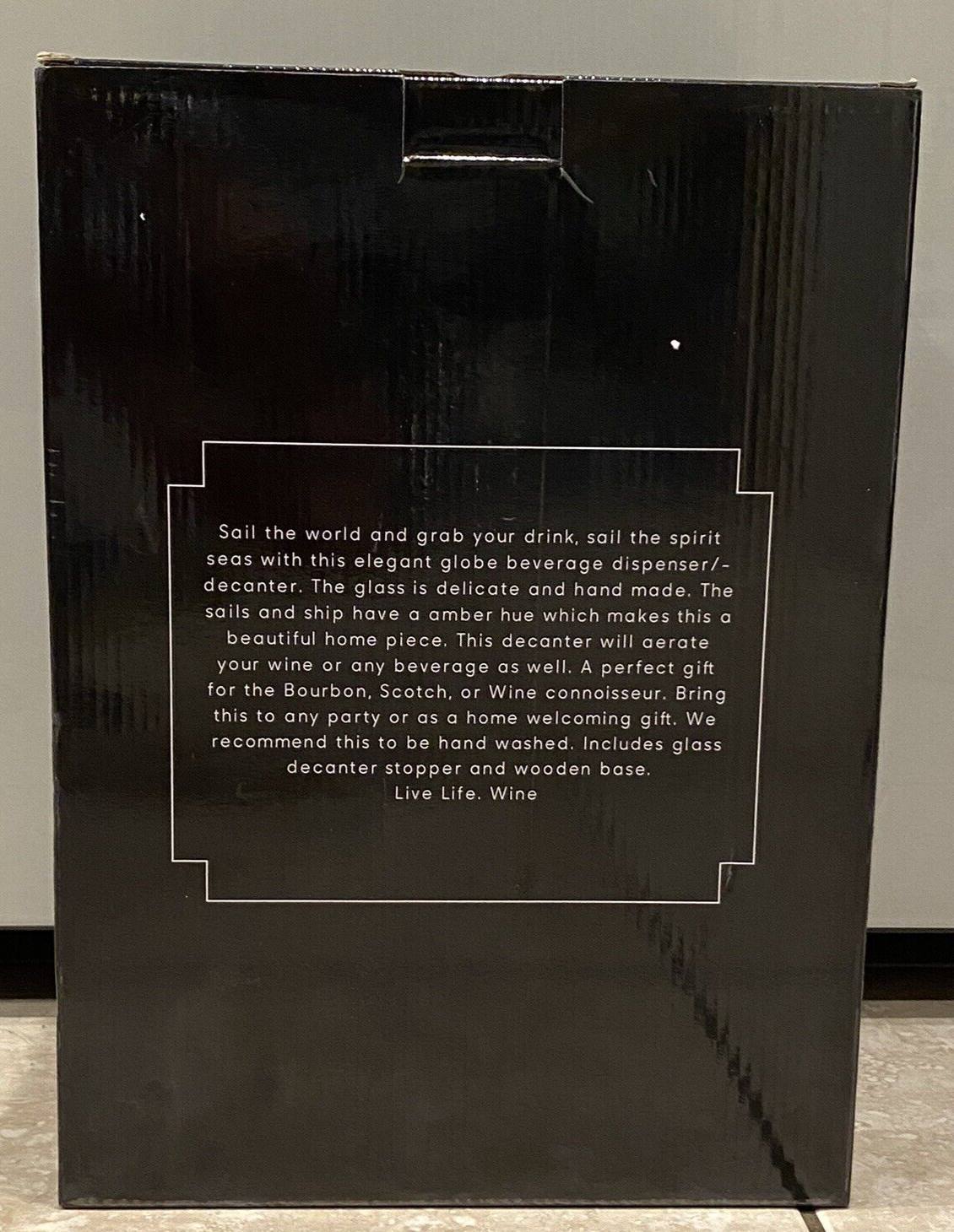 The Wine Savant Globe World Whiskey Decanter Set Mahogany Wood 2 Globe Glasses