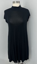 LA Hearts Dress Womens Medium Black T-shirt Mock Neck Short Cap Sleeve Casual