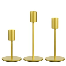 FSyueyun Gold Candle Holder Taper Candle Holders, Set of 3 Candle Stick Holde...