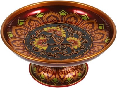 Buddhist Plate Offering Bowls Food Dessert Snack Fruit Tray Blessing Tinplate
