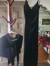 City Triangles Black Velvet Gown V-Neck Strappy Sleeveless Long Dress Size M