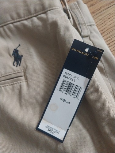 NWT Polo Ralph Lauren Flat Front Preston Chino Pony Tan Mens Sz Big 50B-34 - Picture 2 of 7