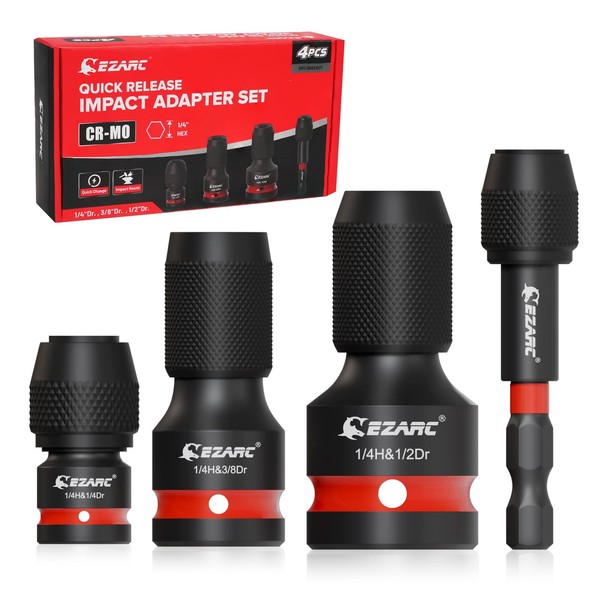 "Schlagschrauber Adapter Set 4Tlg, 1/2+3/8+1/4 Zoll Auf 1/4\" Hex"-image