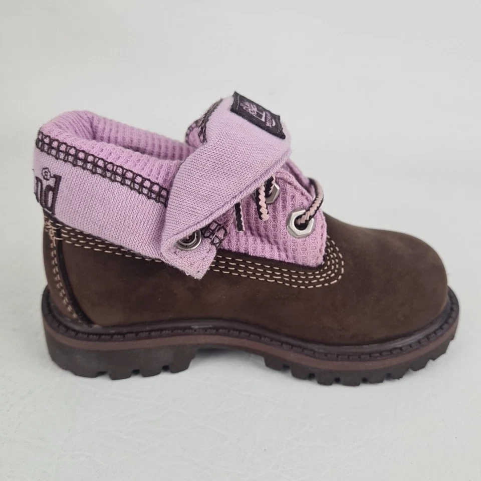 🚨 Timberland рулон верхний шестигранный малыш ботинки 29857 водонепроницаемый коричневый кожаный размер 8 - Изображение 3 из 4