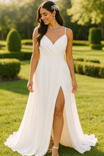 Lulus Size L Romantic Inspiration White Sleeveless Faux-Wrap Maxi Dress Wedding