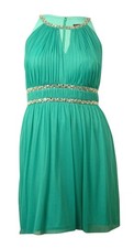 Jessica Howard Women's Embellished Halter A-line Dress (10, Jade) 689886851052
