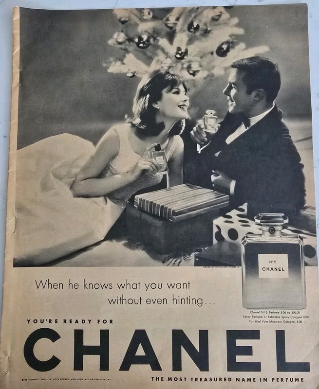 1961 Chanel No. 5 Perfume King knows what you want Vintage Romantic Ad 