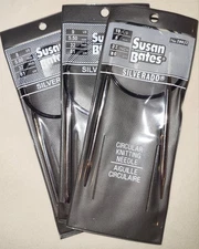 Knitting Needles Susan Bates Silverado Sizes 8,9, 10 US 32" Circular NEW