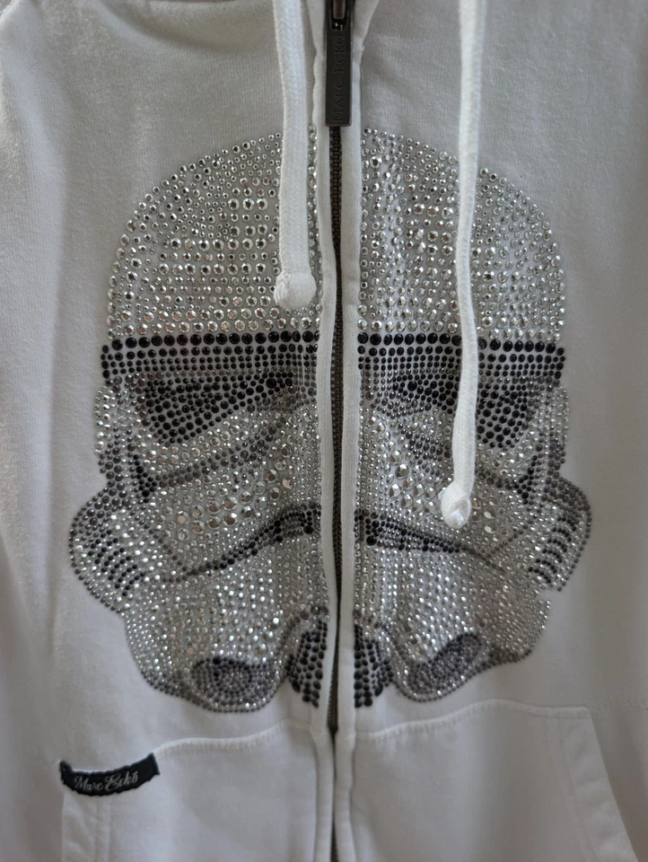 Marc Ecko 切割缝制白色星球大战冲锋队全拉链连帽衫 S — 第 2/4 张图片