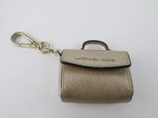 Michael Kors Women Lady Fashion Case For AirPods Pouch Keychain Ring Cover Gold