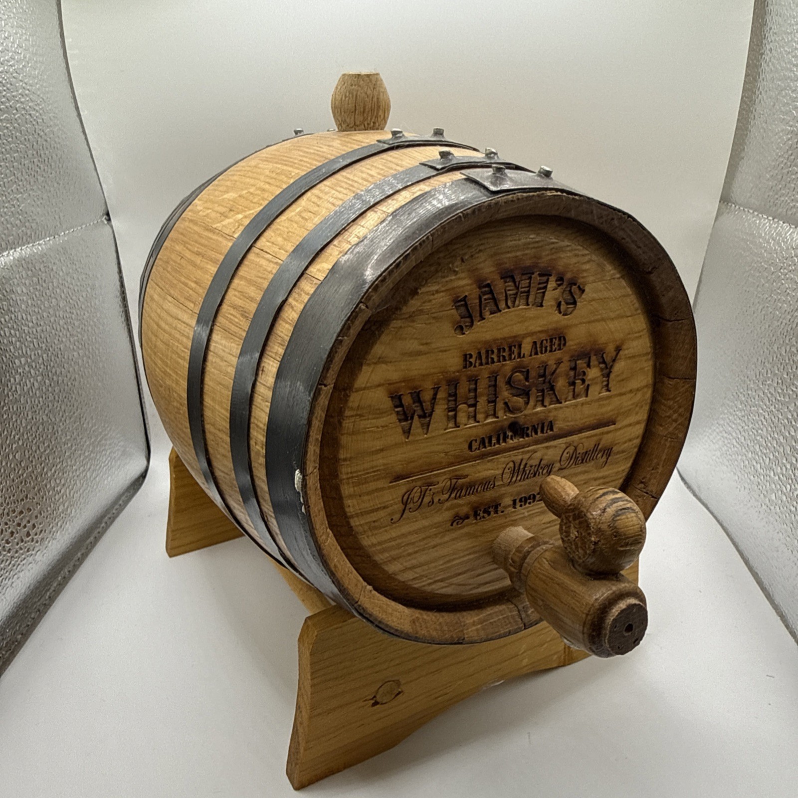 Personalize Engraved “Jami’s” 1 L. Oak Barrel - Wine, Bourbon, & Whiskey Barrel