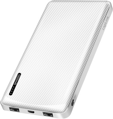 Logilink Powerbank 10000mAh USB-C Schnelllader weiß Power Bank 3 Geräte Laden