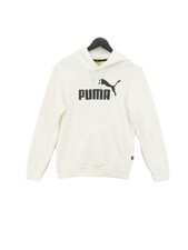 Puma Women's Hoodie XS White Graphic Cotton with Elastane, Polyester Pullover