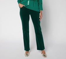 Belle by Kim Gravel Petite TripleLuxe Corduroy Straight Pant Alpine Green 10 New