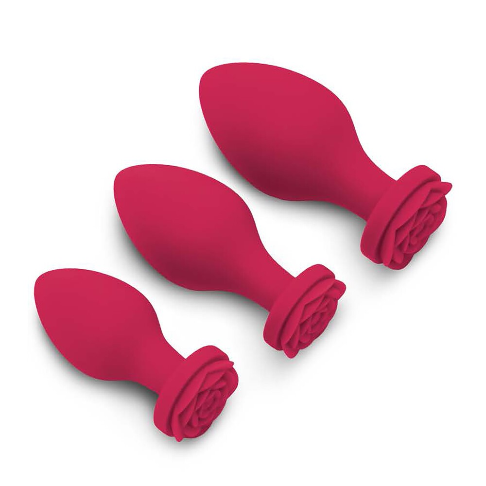 Secret Kisses Rosegasm Butt Bouquet 3 Piece Silicone Rose Anal Butt Plug Set