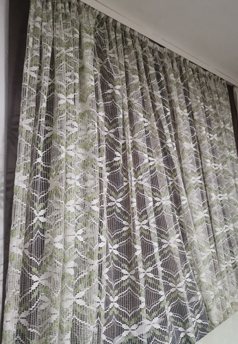 Curtain 2 Large Curtains Thick Tulle Curtain Vintage 60s 70s - Picture 6 of 24