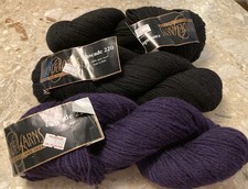 NOS Cascade 220 Yarn Lot Of 3 100 Pure Wool Black  Purple