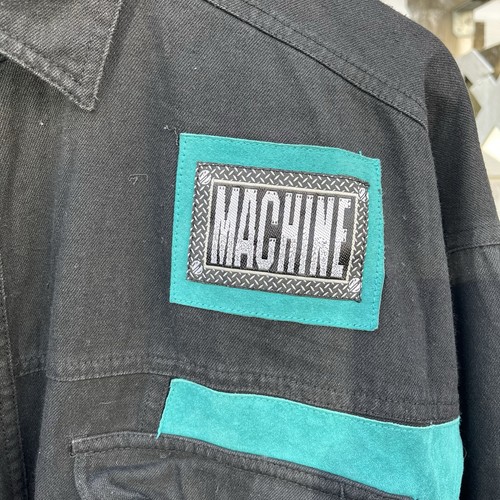 Vintage 90s MACHINE Color Block Suede 2PC Jeans Shirt Cross Colours Hip Hop 2Pac - Picture 3 of 6
