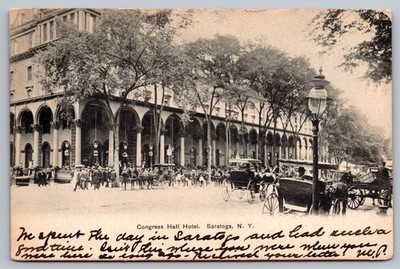 Saratoga NY New York Congress Hall Hotel c1905~Rare B&W Close-up View Postcard