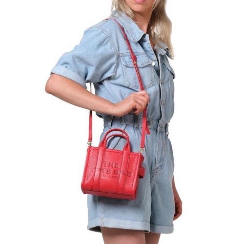 NEW MARC JACOBS The Mini Tote Bag Leather True Red 617 Crossbody 2 Way With Tag - Picture 10 of 10
