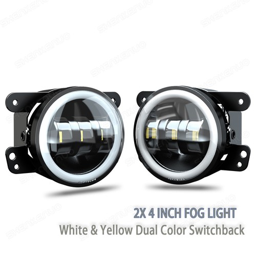 4" Inch Round LED Fog Lights Driving Lamps Halo For Jeep Grand Cherokee 1997-18 - Foto 14 di 16
