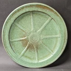 4 Vintage 1940s Wagon Wheel Prairie Green by Frankoma Dinner Plates 10.5"