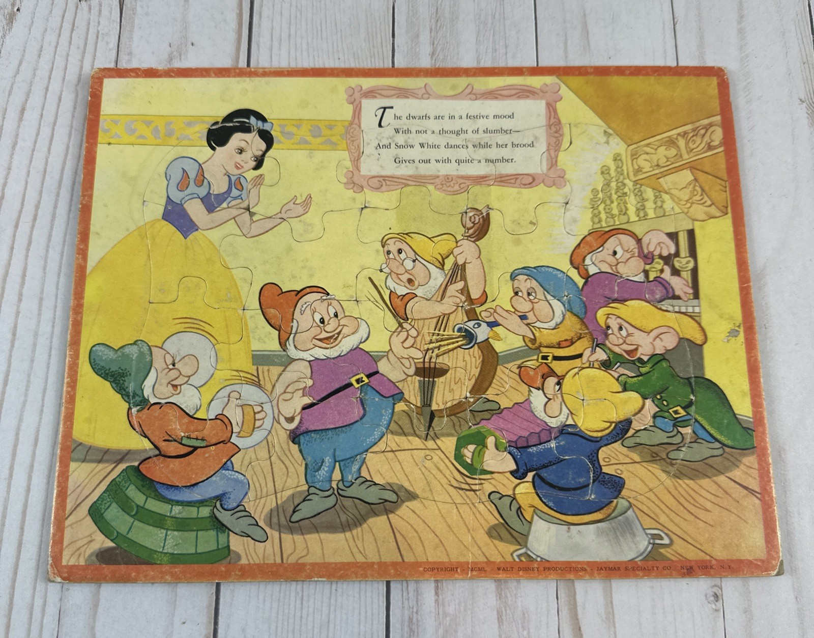 Rare!  Walt Disney’s Snow White & The Seven Dwarves Kids Movie Puzzle, 1950